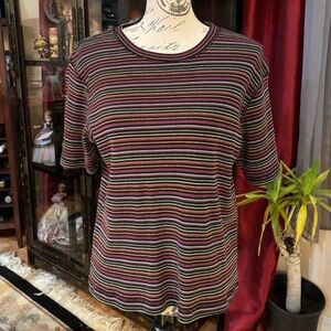 Vintage Y2K White Stag Metallic Striped Shirt